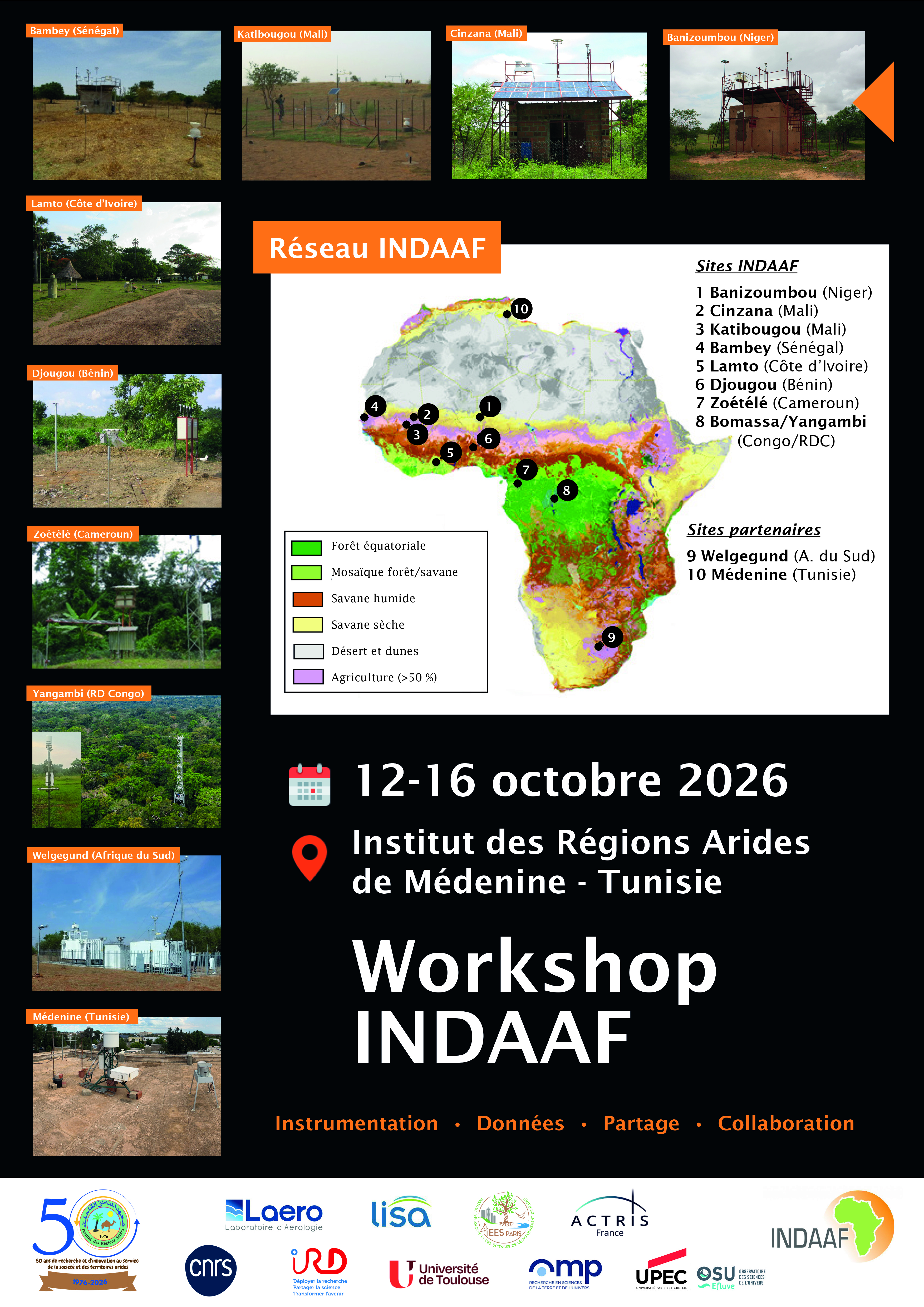 Affiche du workshop du réseau INDAAF du 12 au 16 octobre 2026
